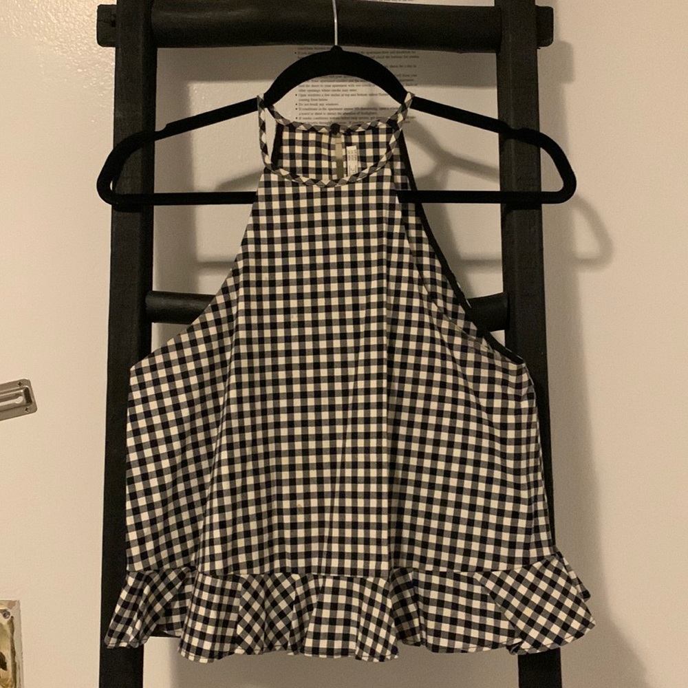 Gingham Peplum Top